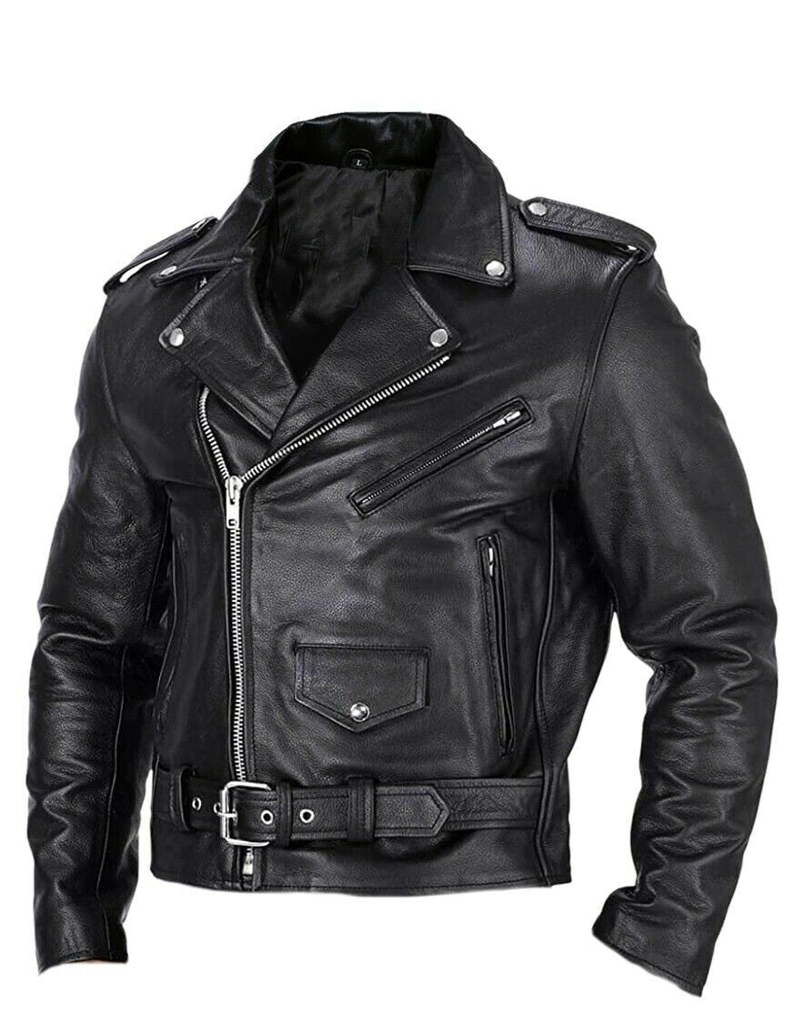 Winston | Men's Belted Leather Motorcycle Jacket - Image 1