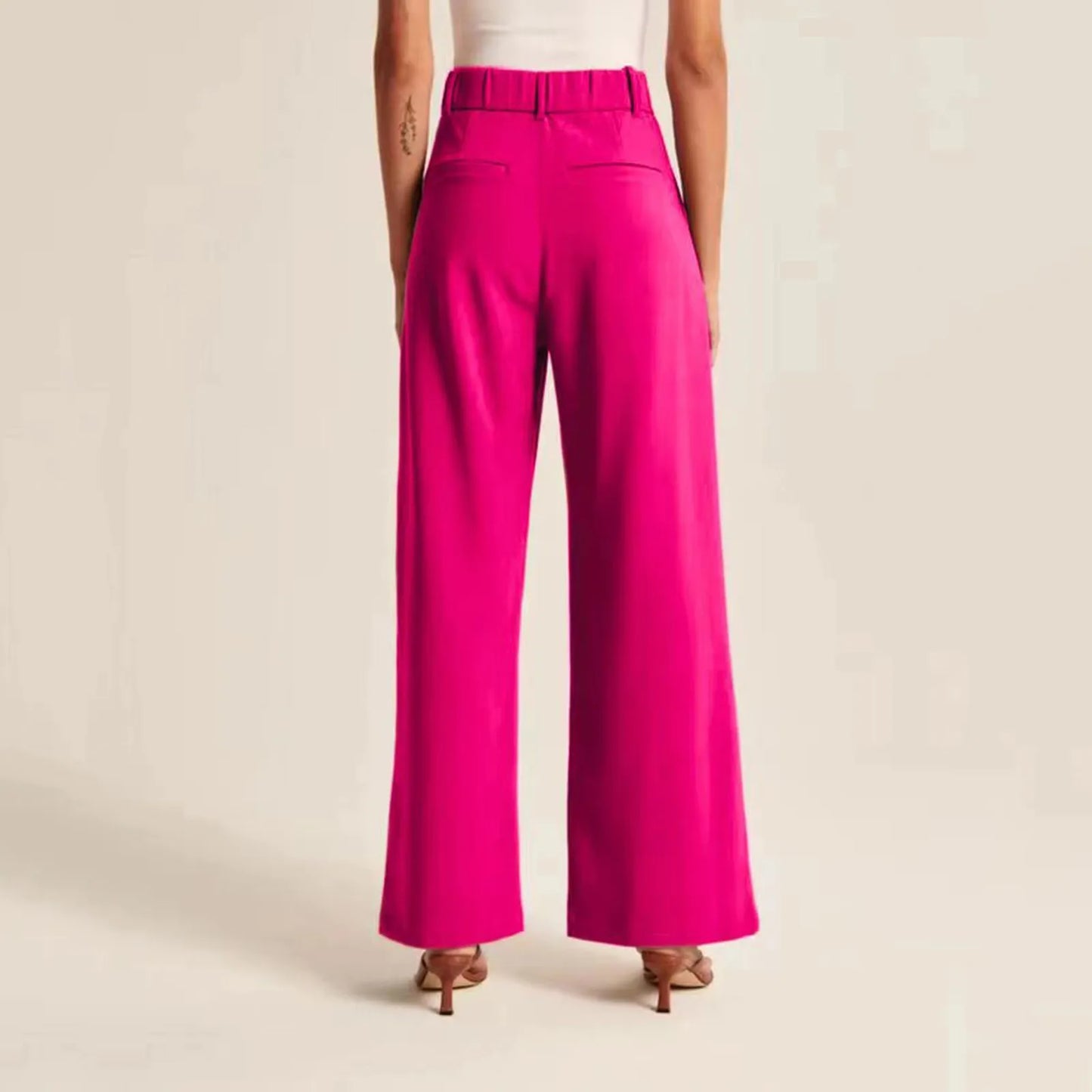 Couture-moda | Women's Wide Leg Trousers - High Waisted Elegant Fit - Image 2