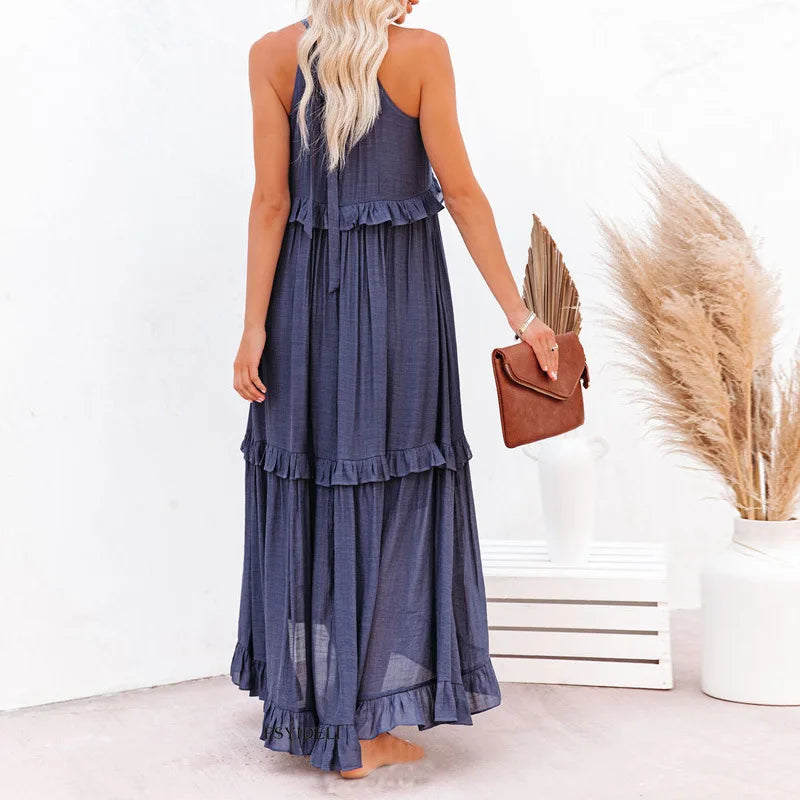 Molly | Elegant Sleeveless Ruffle Trim Dress for Women - Image 14
