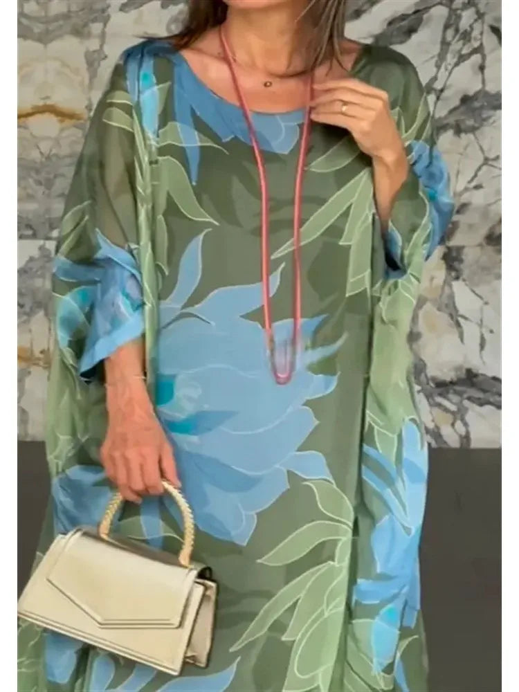 Fatima | Floral Printed Breezy Kaftan for Effortless Elegance - Image 4