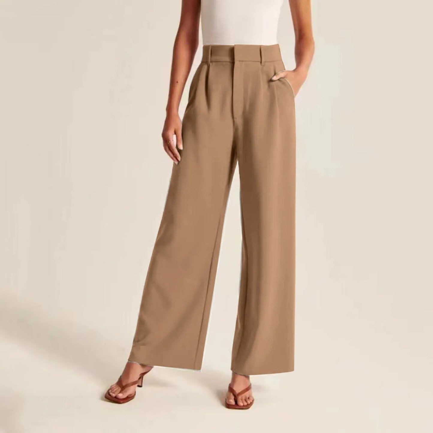 Couture-moda | Women's Wide Leg Trousers - High Waisted Elegant Fit - Image 3