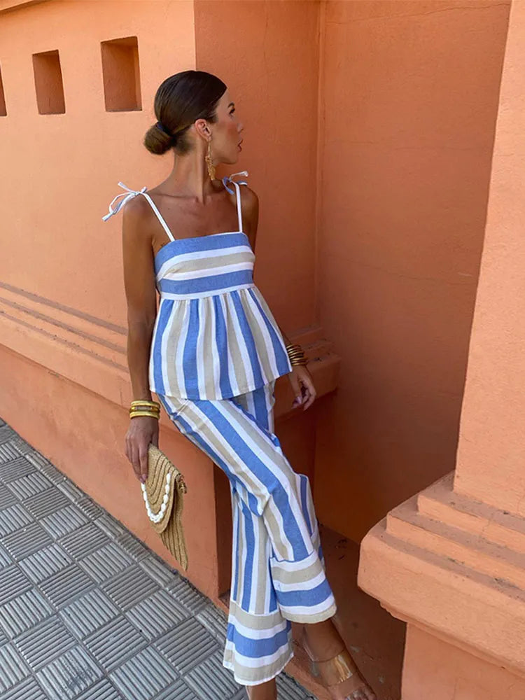 Jordan | Striped Trousers Summer Set for Chic Comfort - Image 2