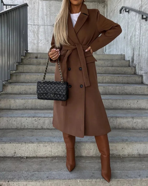 Rhonda | Women's Belted Double Breasted Overcoat - Image 3