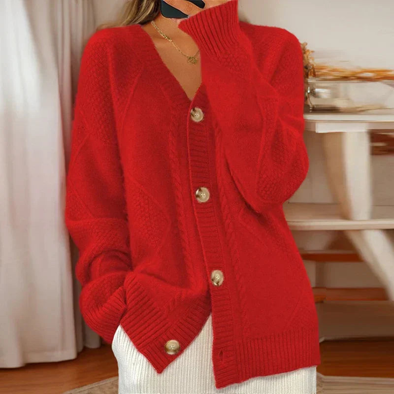 Nancy | Women's Button-Front Cable Knit Cardigan - Image 3
