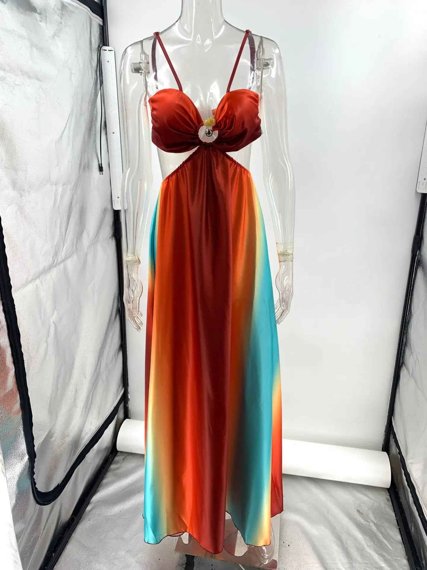 Gail | Elegant Satin Maxi Dress with Knot Front - Image 4