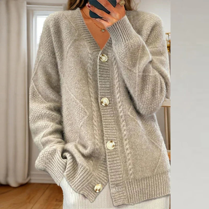 Nancy | Women's Button-Front Cable Knit Cardigan - Image 4