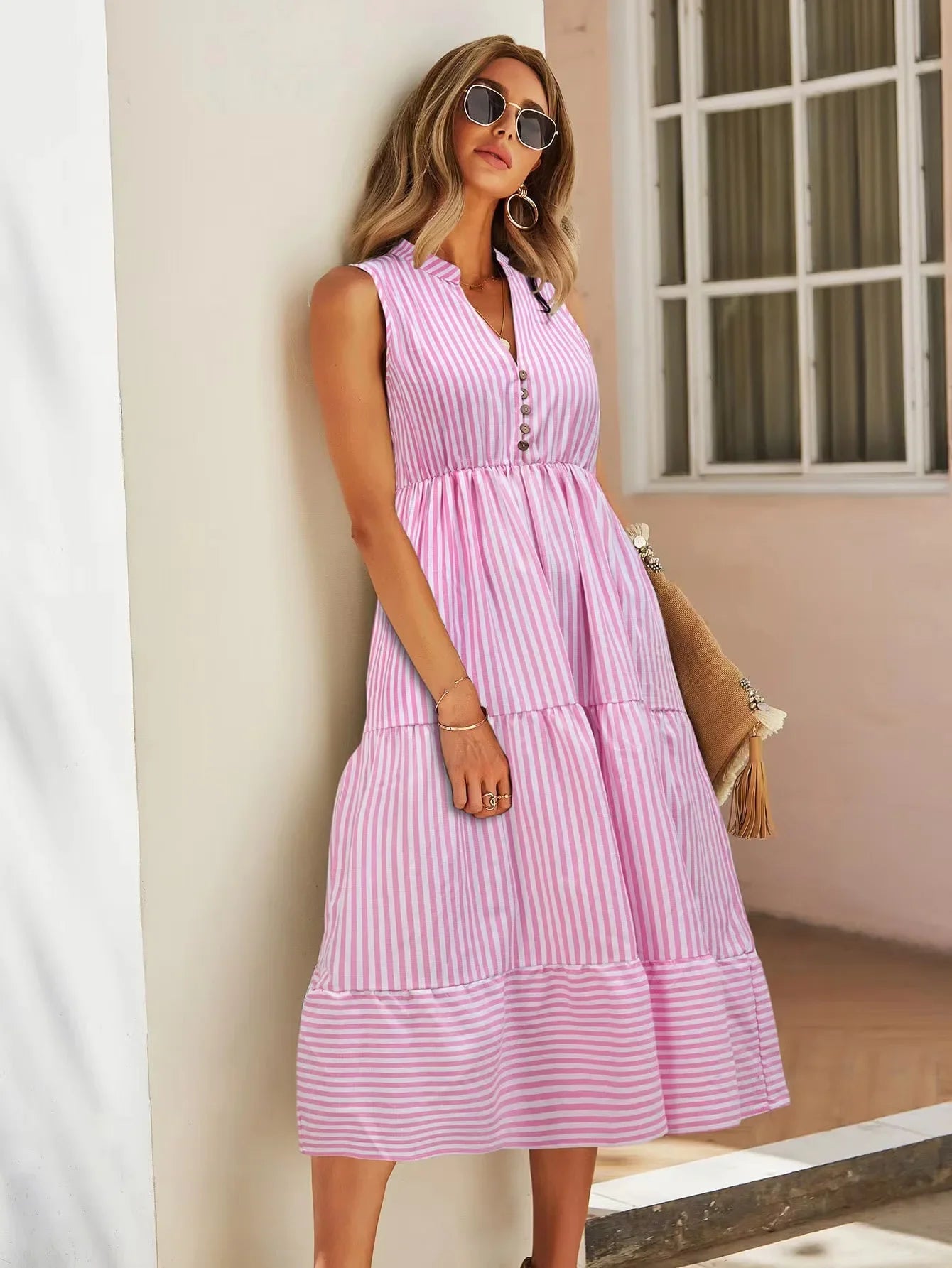 Mary | Stylish Striped Sleeveless Dress for Summer - Image 4