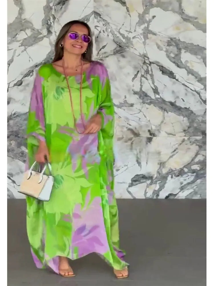 Fatima | Floral Printed Breezy Kaftan for Effortless Elegance - Image 2