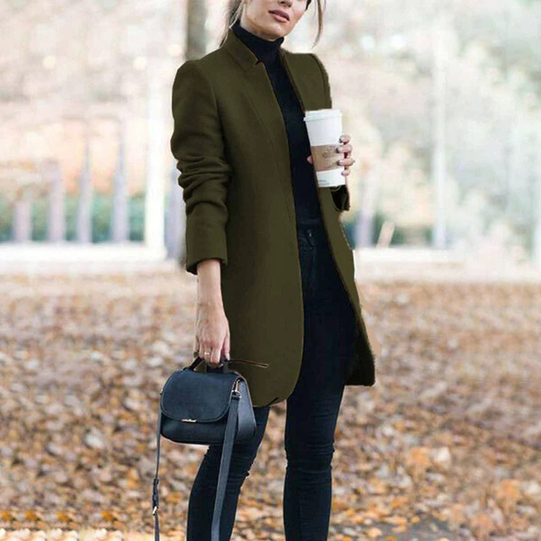 Maureen | Women's Long Stand Collar Dress Coat - Image 5