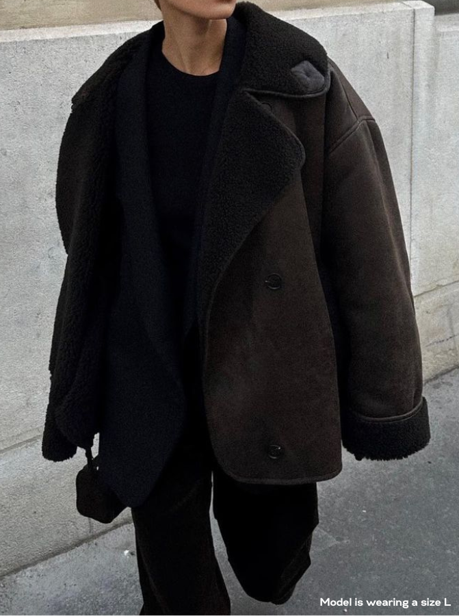Melissa | Women's Oversized Sherpa Lined Double Breasted Jacket - Image 5