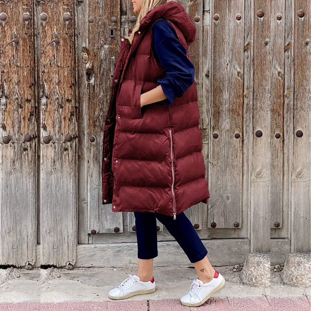 Delilah | Women's Hooded Long Puffer Vest - Image 5
