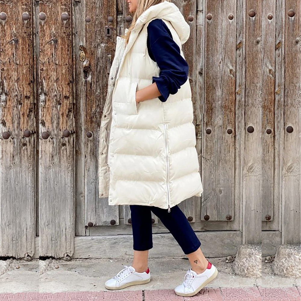 Delilah | Women's Hooded Long Puffer Vest - Image 2
