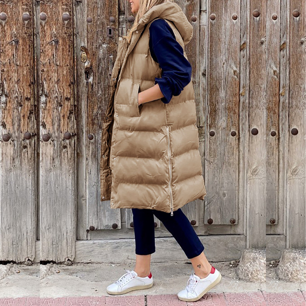 Delilah | Women's Hooded Long Puffer Vest - Image 4