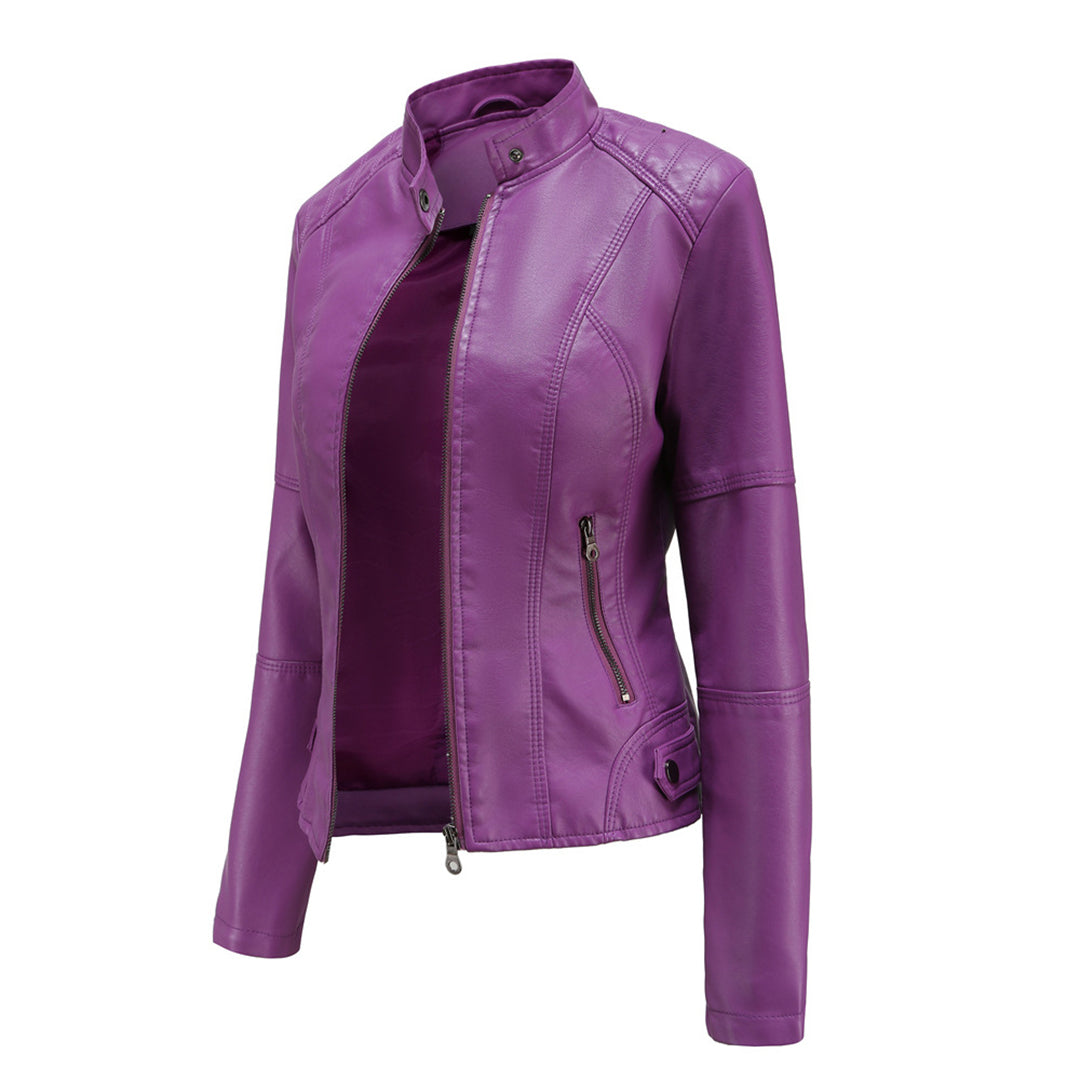 Lillian | Women's Collarless Biker Jacket - Image 6