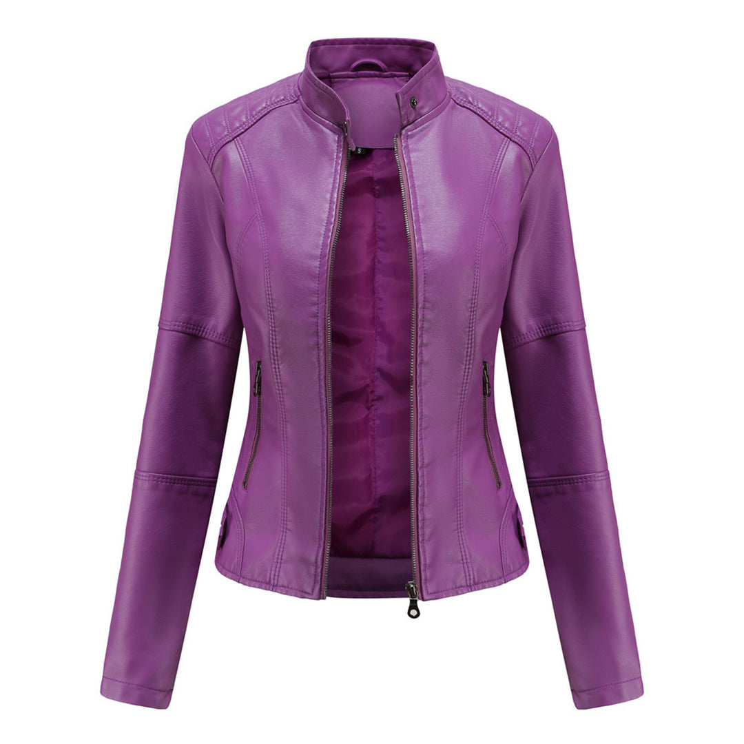 Lillian | Women's Collarless Biker Jacket - Image 5