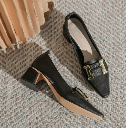Destiny | Stylish Loafers with Block Heel – Elegant Pointed-Toe Shoes for Office & Everyday Wear