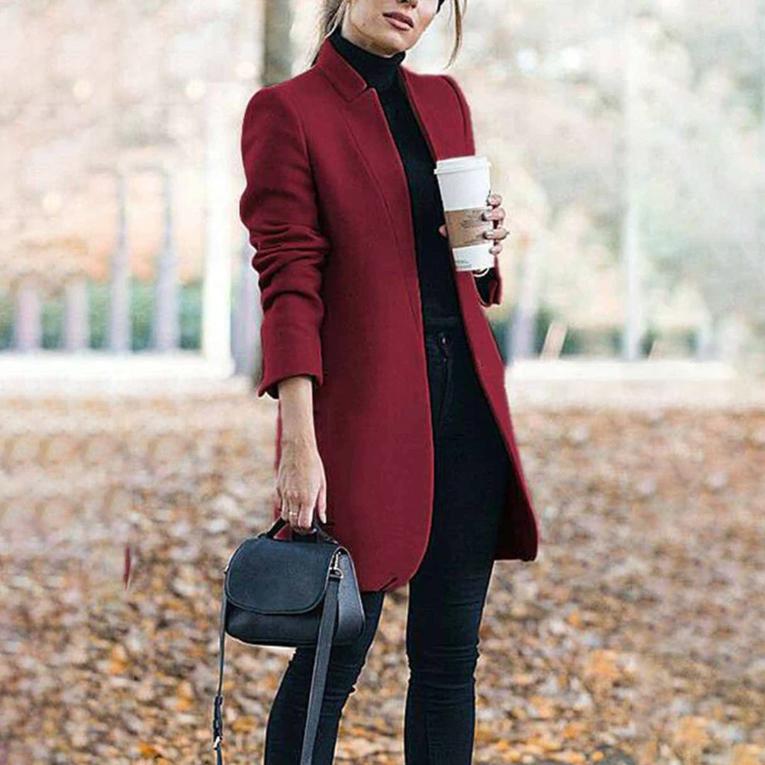 Maureen | Women's Long Stand Collar Dress Coat - Image 4