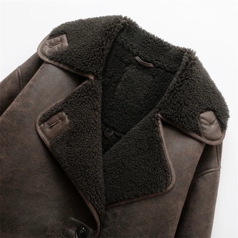 Melissa | Women's Oversized Sherpa Lined Double Breasted Jacket - Image 4