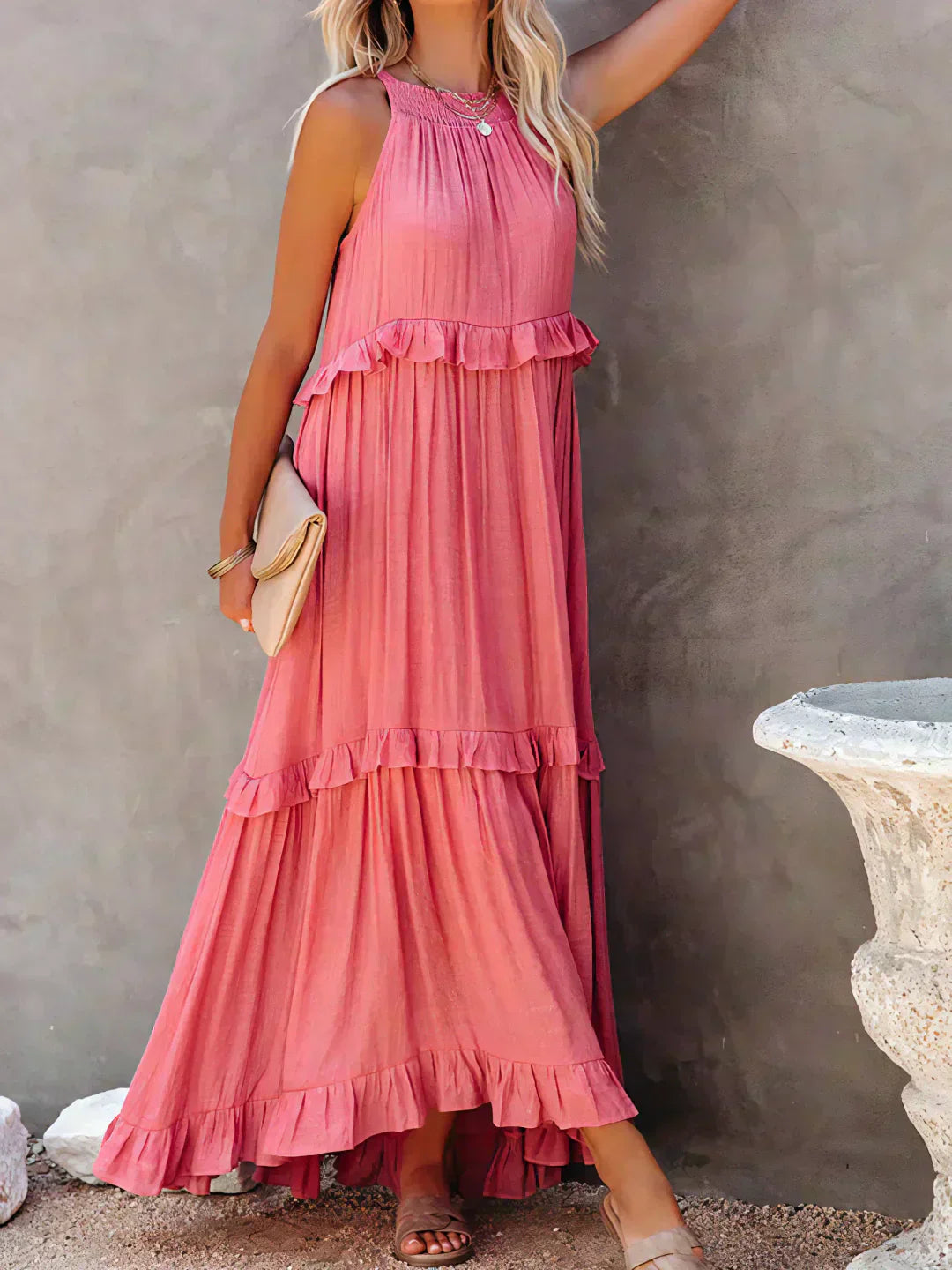 Molly | Elegant Sleeveless Ruffle Trim Dress for Women - Image 8