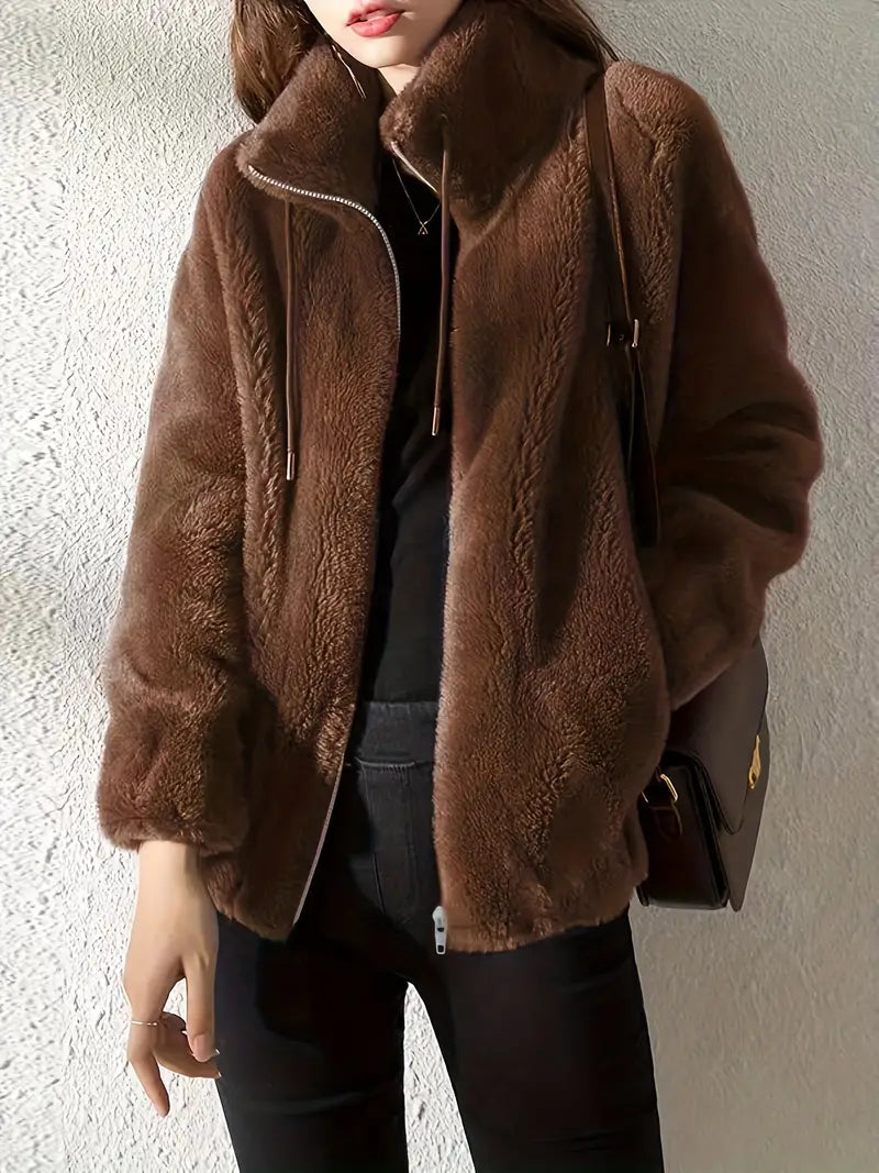 Phoebe | Women's Faux Fur Zip-Up Coat - Image 3