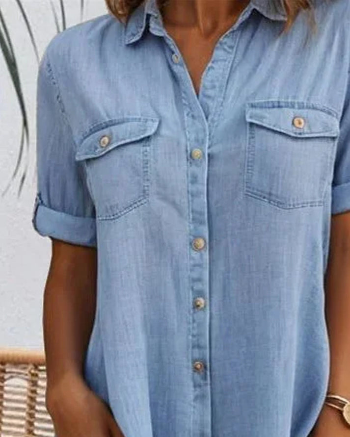 Joanna | Stylish Short Sleeve Button-Up Dress - Image 9