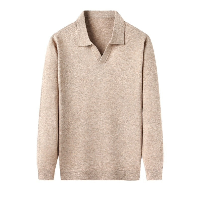 Benjamin | Men's Long Sleeve V-Neck Polo Shirt - Image 3