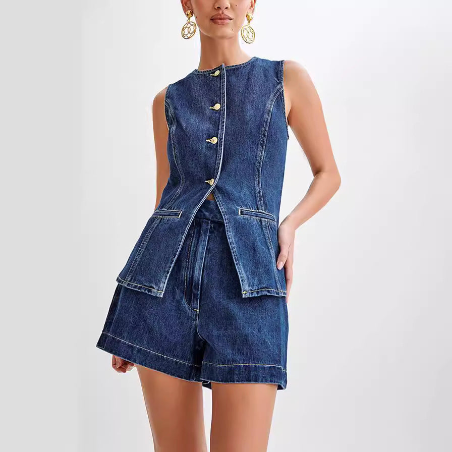 Susan | Stylish Denim Vest and Loose Shorts Set for Summer - Image 7