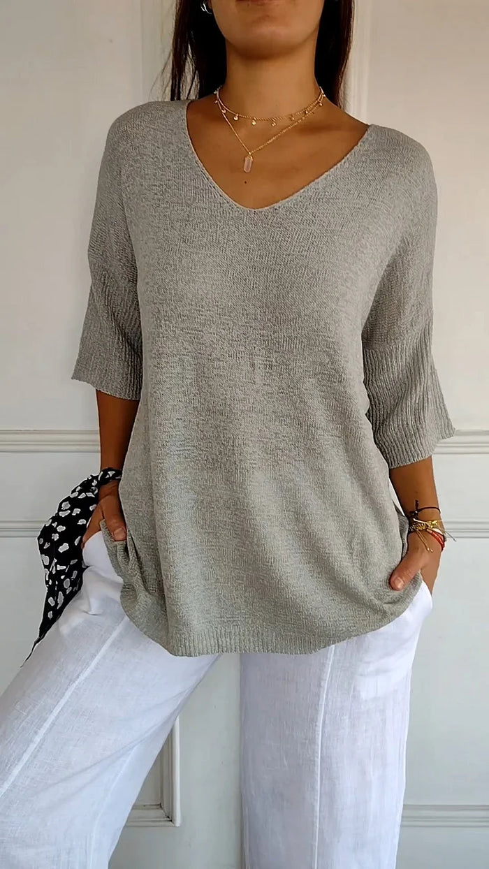 Kiara | Women's Oversized V-Neck Sweater Top - Image 8