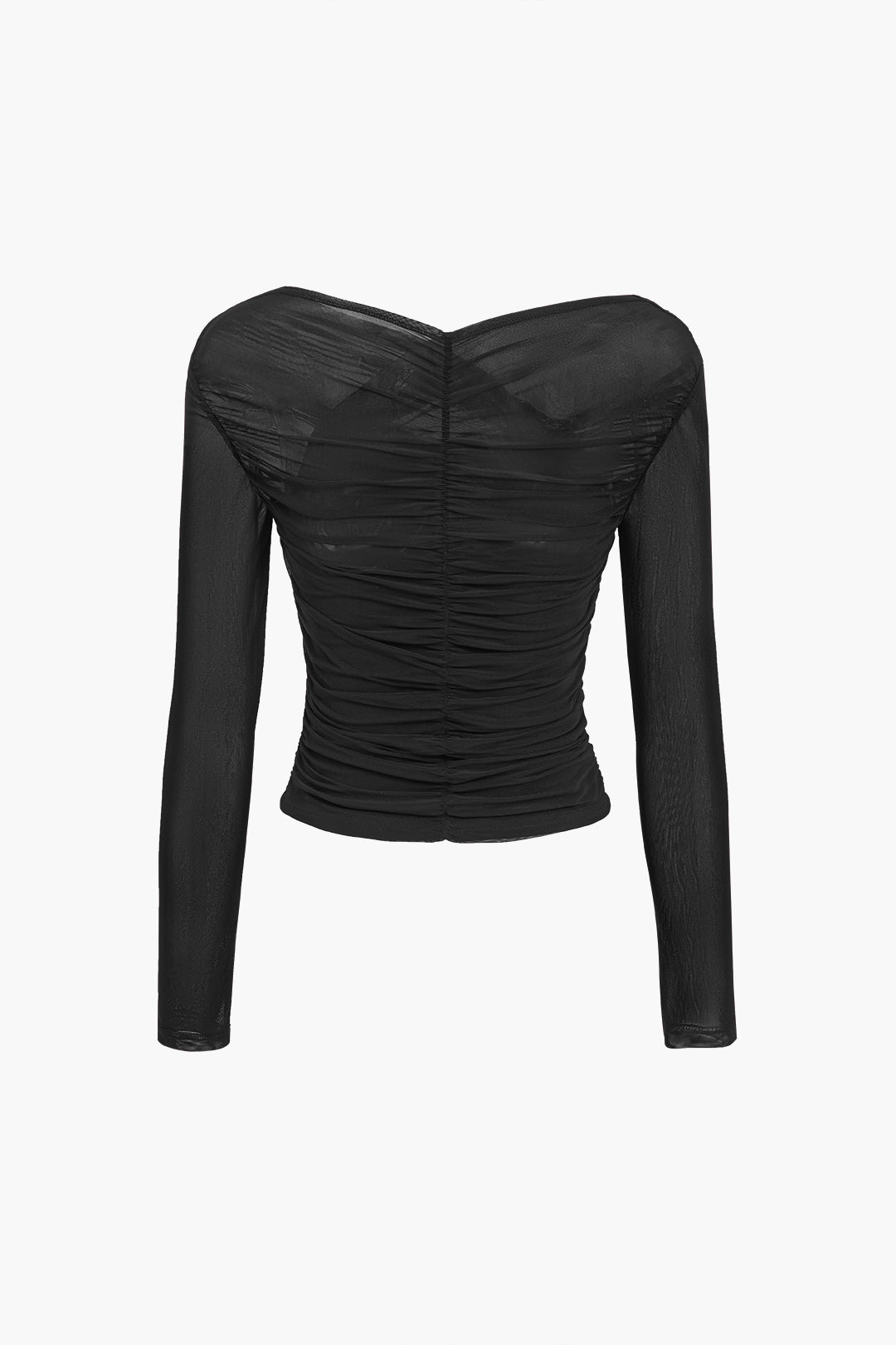 Fern | Women's Ruched Mesh Long Sleeve Top - Image 7