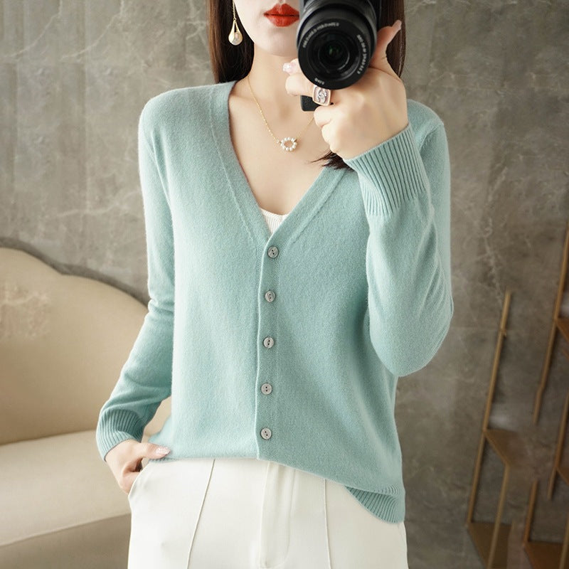 Joy | Women's V-Neck Button-Front Long Sleeve Cardigan - Image 2