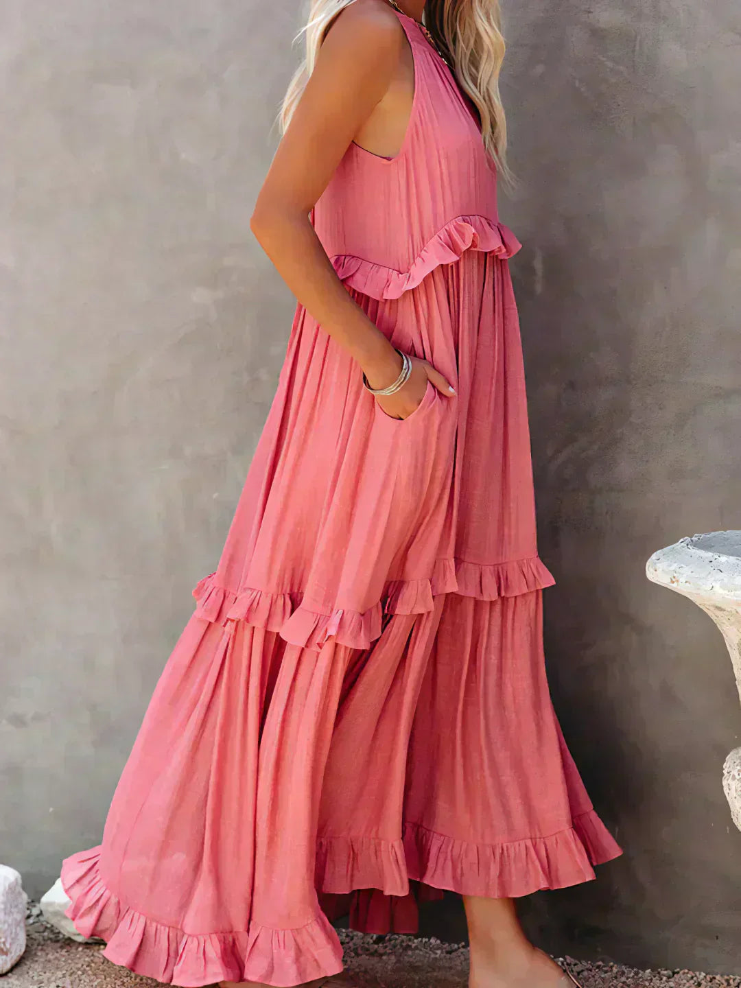 Molly | Elegant Sleeveless Ruffle Trim Dress for Women - Image 10