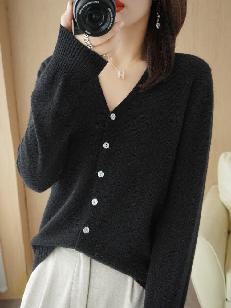 Joy | Women's V-Neck Button-Front Long Sleeve Cardigan - Image 3