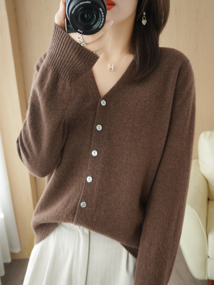 Joy | Women's V-Neck Button-Front Long Sleeve Cardigan - Image 6