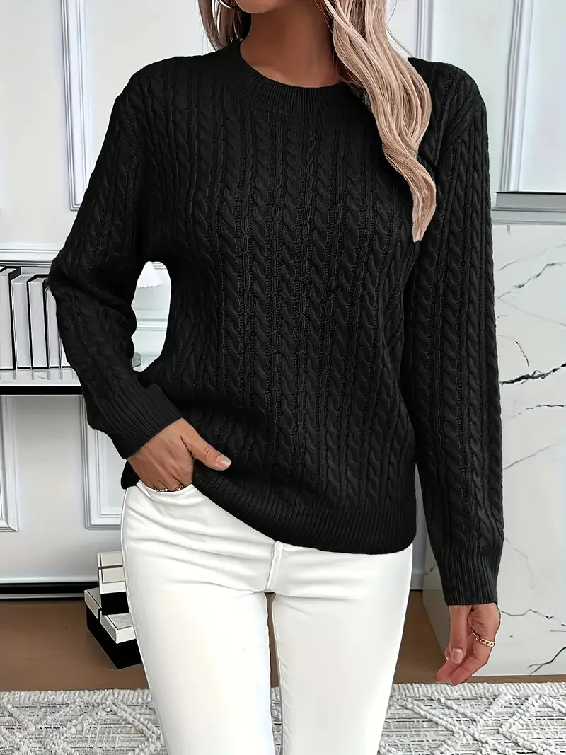 Esther | Women's Long Sleeve Cable Knit Sweater - Image 4