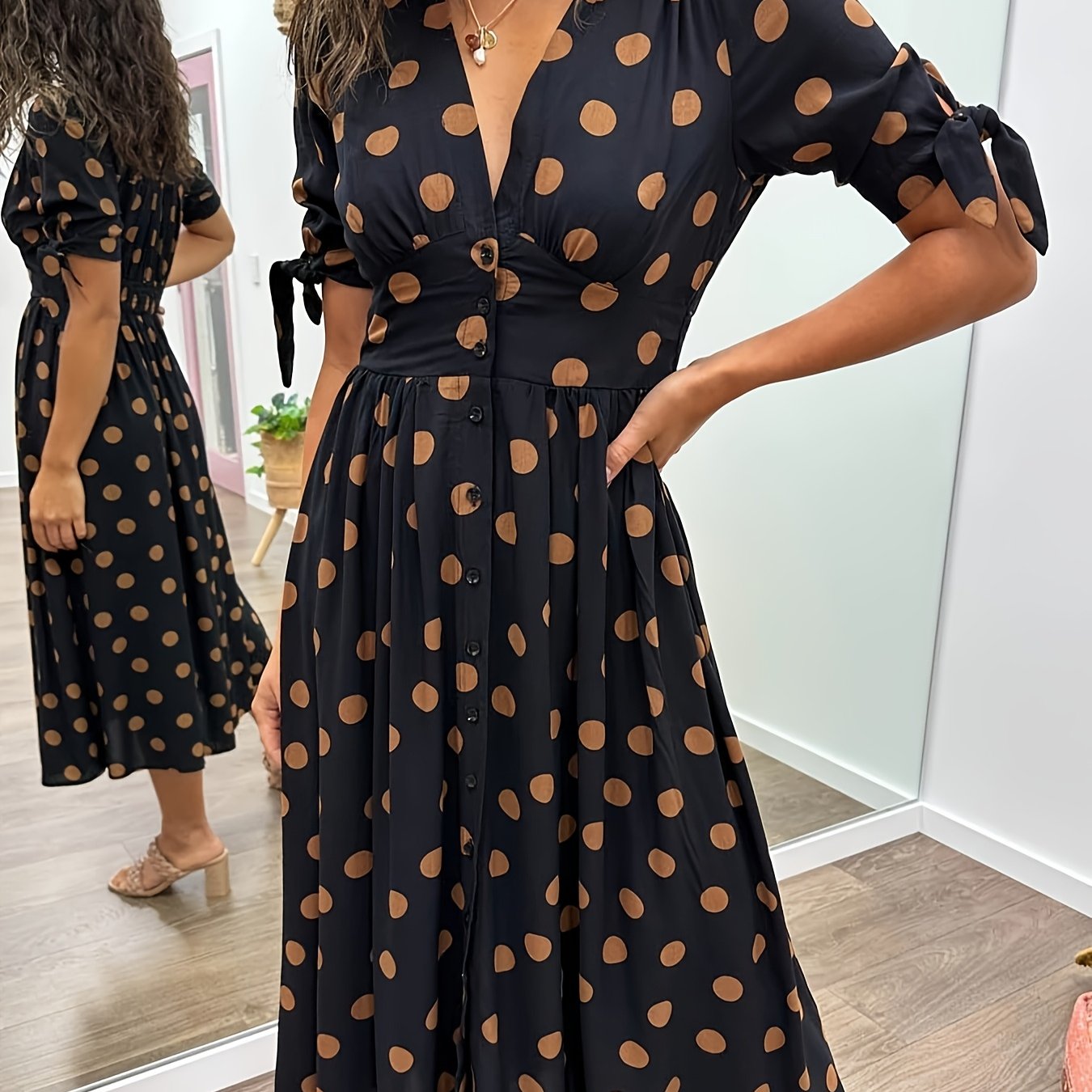 Jade | Chic Polka Dot Midi Dress for Every Occasion - Image 6