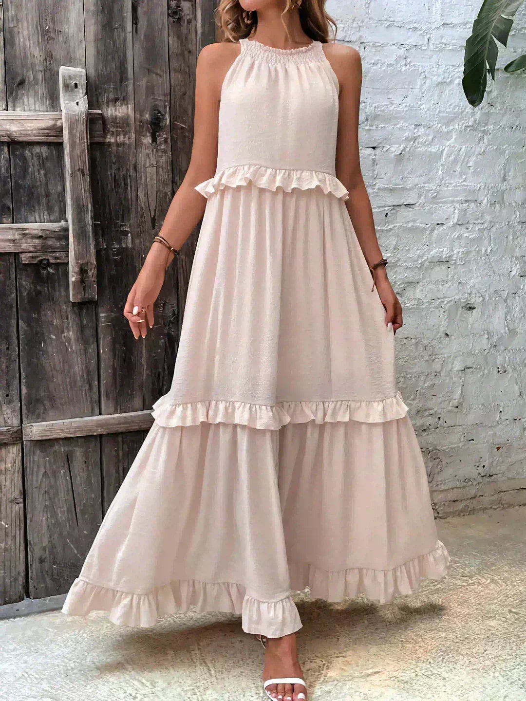 Molly | Elegant Sleeveless Ruffle Trim Dress for Women - Image 5