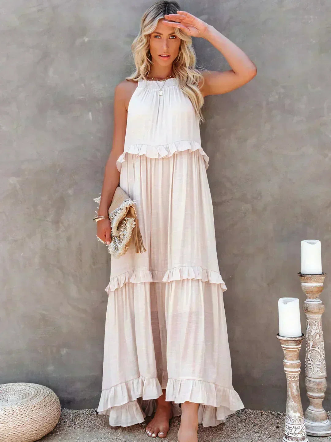 Molly | Elegant Sleeveless Ruffle Trim Dress for Women - Image 1