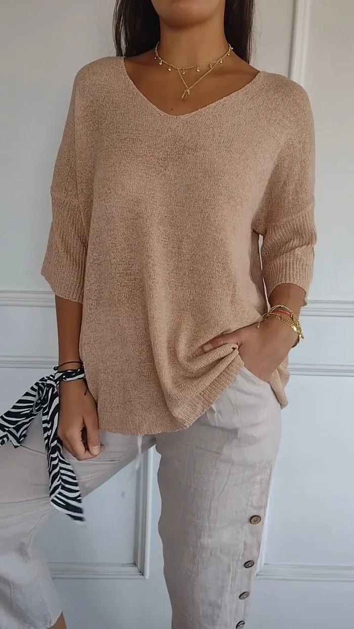 Kiara | Women's Oversized V-Neck Sweater Top - Image 3
