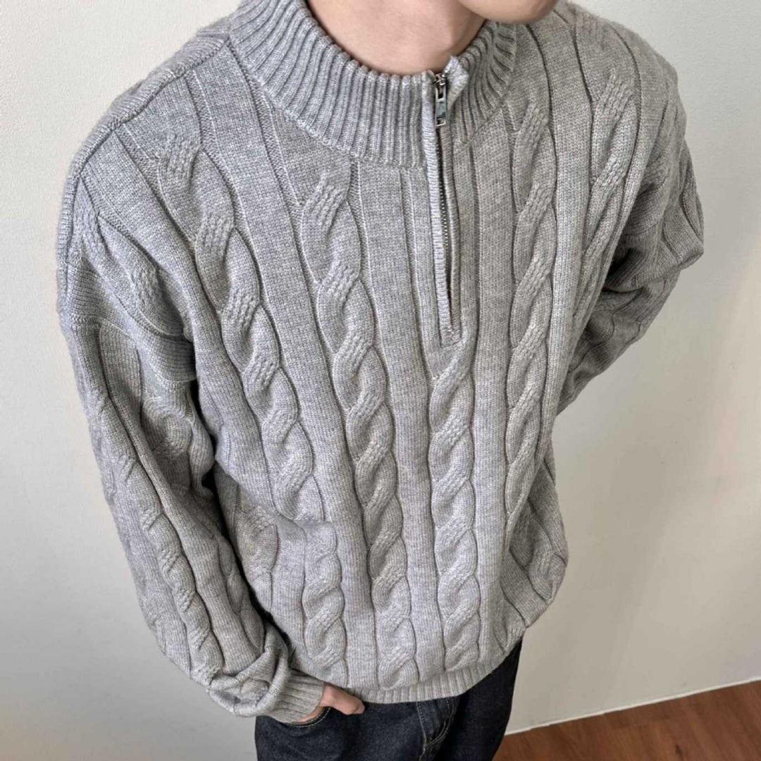 Andy | Men's Quarter-Zip Cable Knit Sweater - Image 1