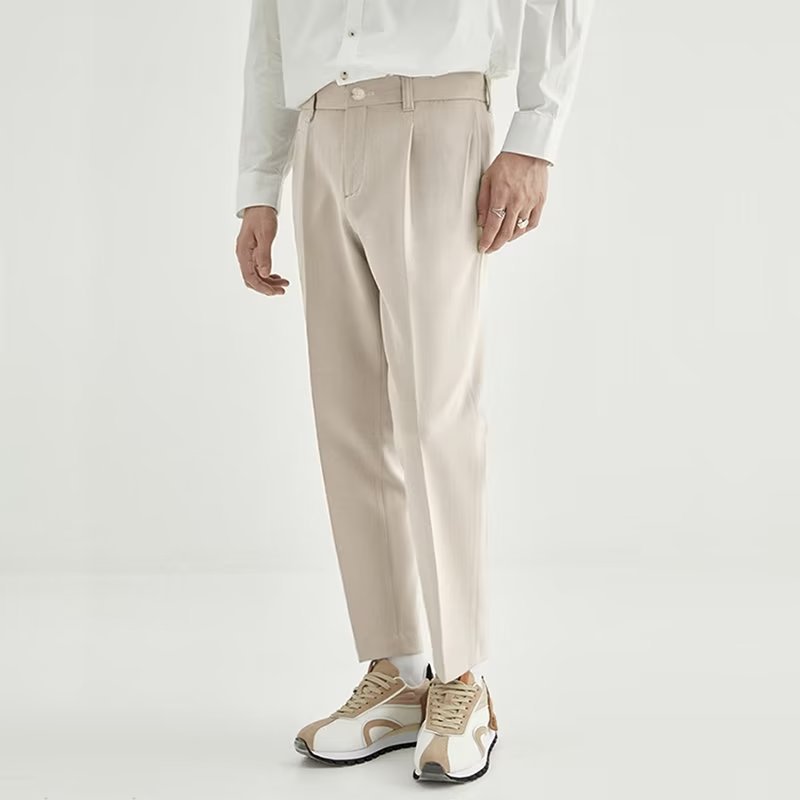 Stan | Men's High-Waisted Pleated Cropped Pants - Image 6