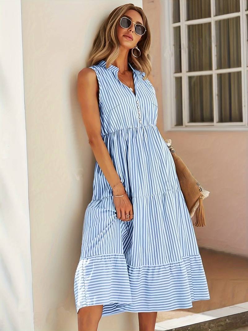 Mary | Stylish Striped Sleeveless Dress for Summer - Image 2