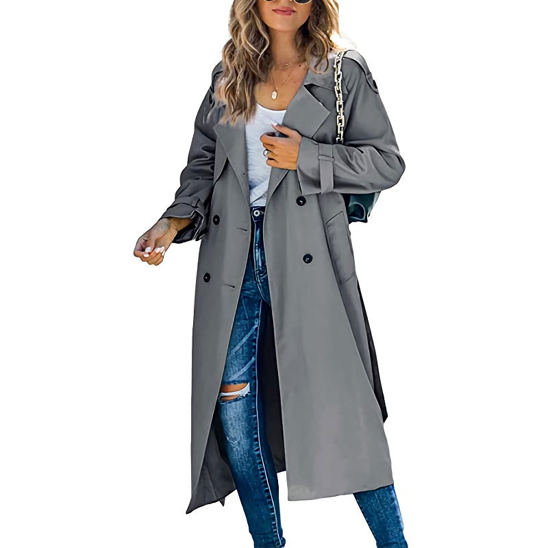 Kathy | Women's Double-Breasted Long Coat - Image 4