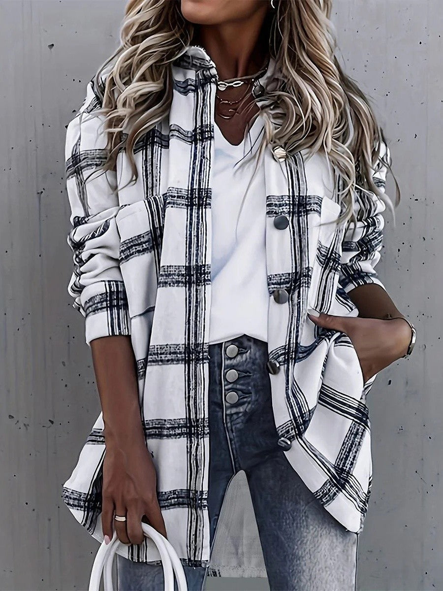 Destiny | Women's Oversized Plaid Shirt Jacket - Image 1