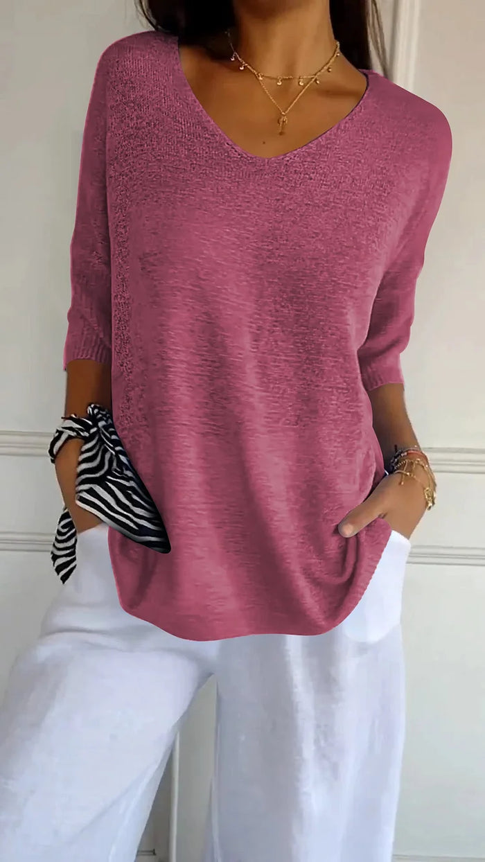 Kiara | Women's Oversized V-Neck Sweater Top - Image 4