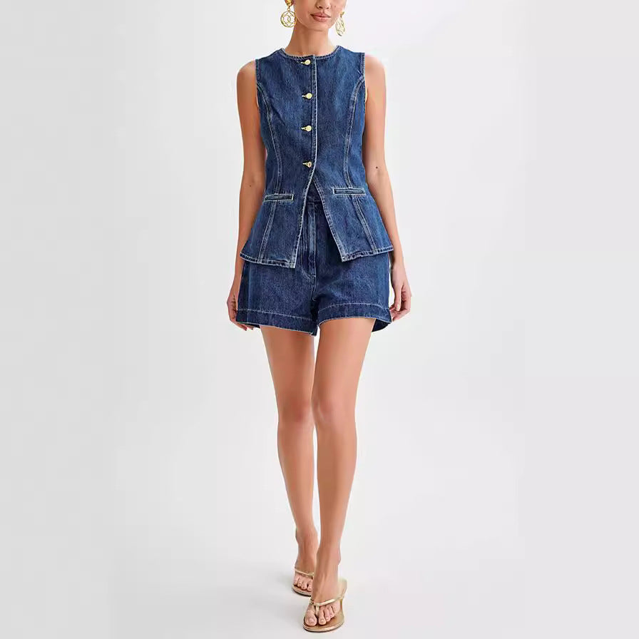 Susan | Stylish Denim Vest and Loose Shorts Set for Summer - Image 4