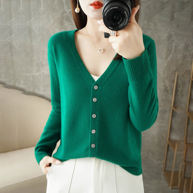 Joy | Women's V-Neck Button-Front Long Sleeve Cardigan - Image 7