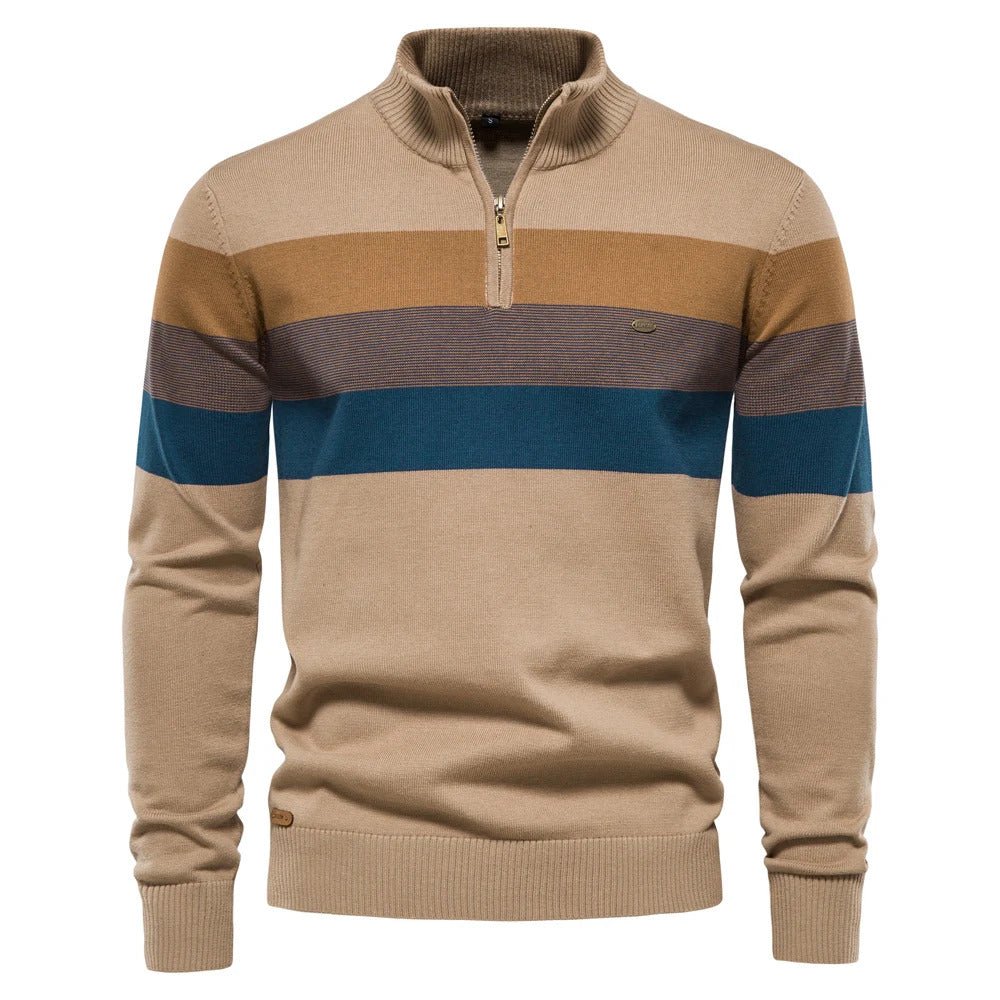 Edward | Men's Half-Zip Striped Sweater - Image 4