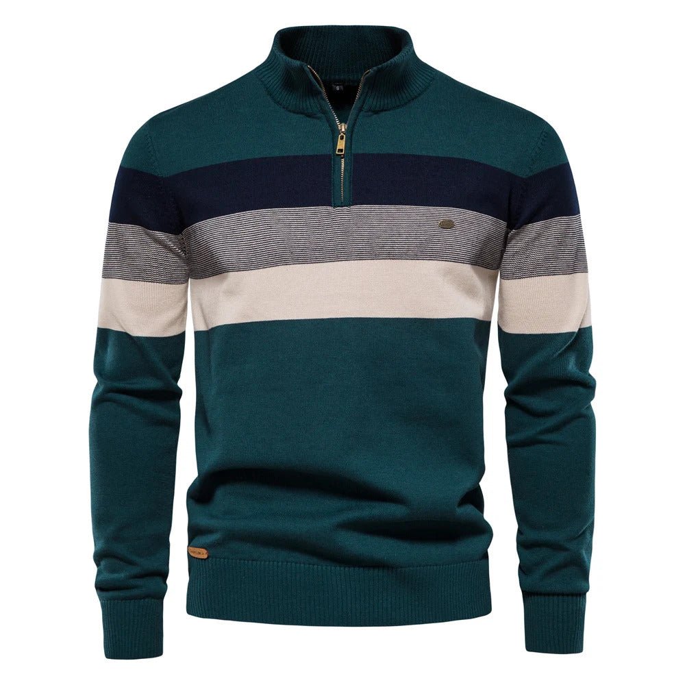 Edward | Men's Half-Zip Striped Sweater - Image 2