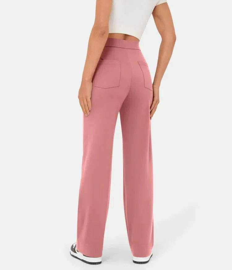 Aimee | High Waist Relaxed Leg Trousers with Button Detail - Image 6