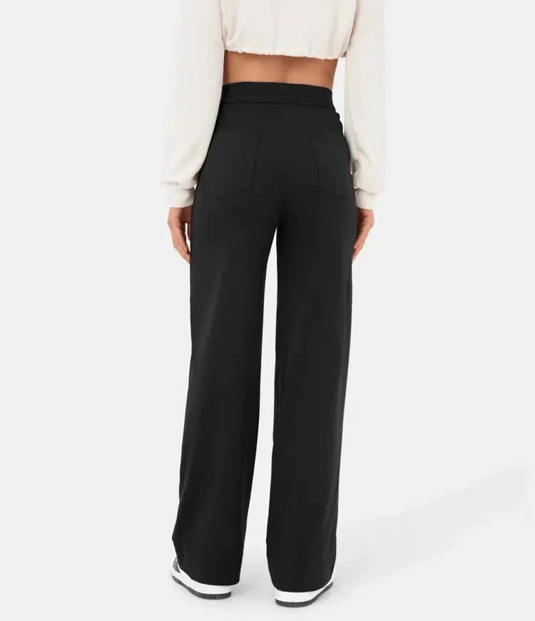 Aimee | High Waist Relaxed Leg Trousers with Button Detail - Image 11